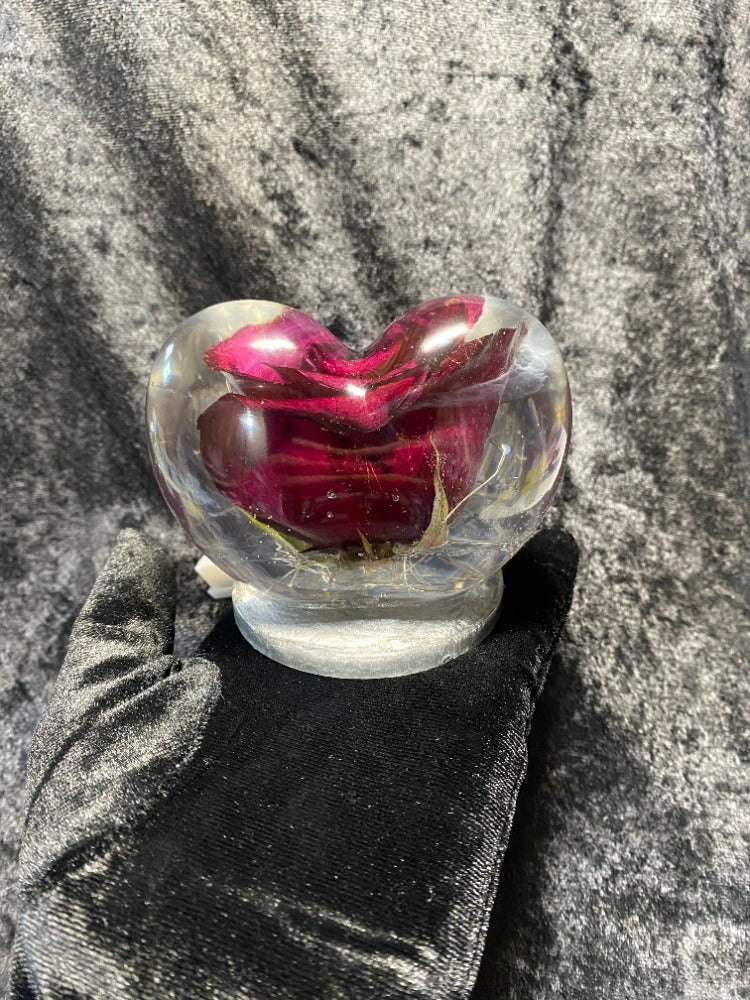 Heart resin Flower/PICTURE Custom display - Lights Optional